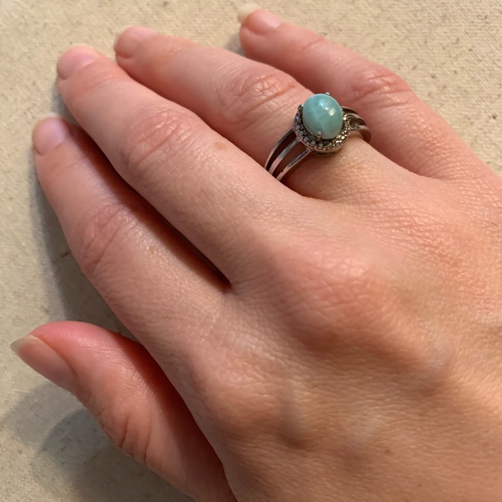 Larimar Stone Silver Ring